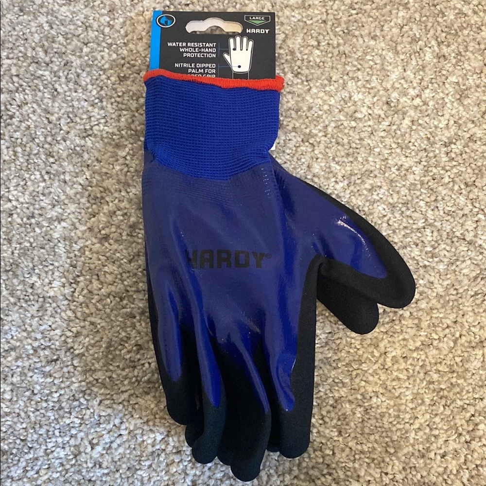 Hardy Nitrile Dipped Water-Resistant Gloves Blue Large